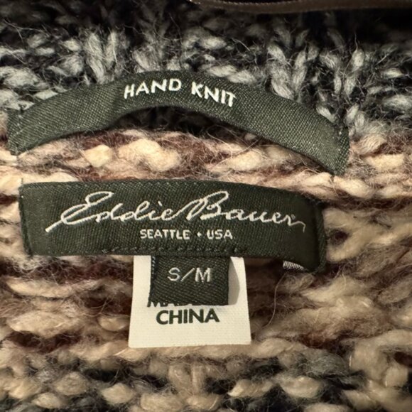 Eddie Bauer Hand-Knitted Fair Isle Wrap Cardigan Alpaca/Wool Blend NWOT S/M - Picture 7 of 7